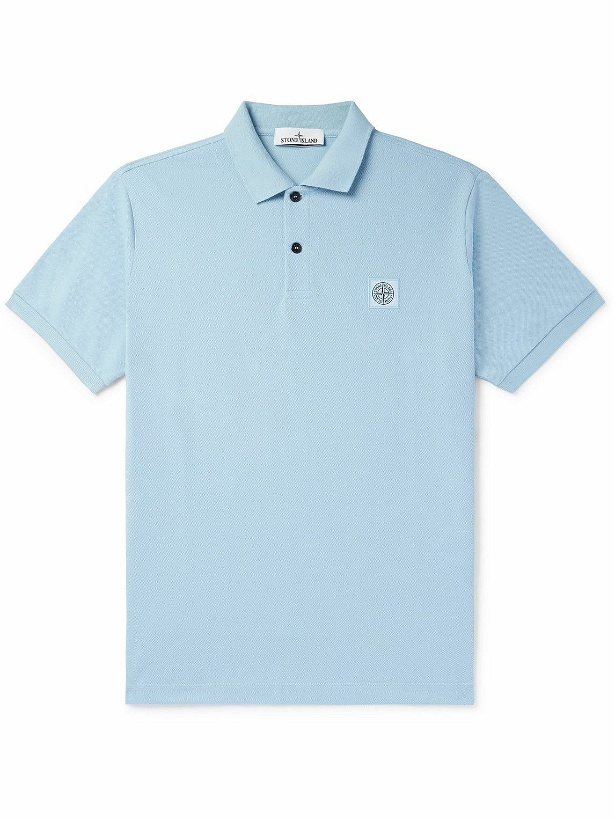 Photo: Stone Island - Garment-Dyed Logo-Appliquéd Cotton-Piqué Polo Shirt - Blue