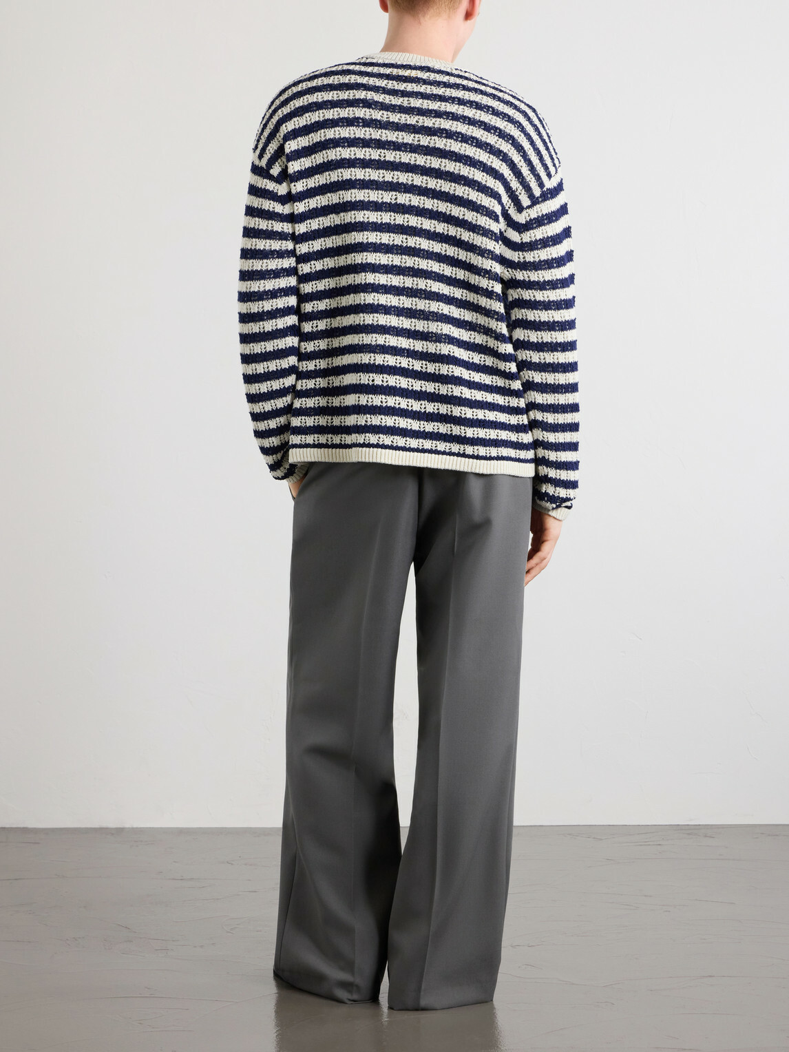 Aimé Leon Dore - Eyelet Striped Open-Knit Cotton Sweater - Blue