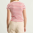 Good American Women's Super Stretch Baby T-Shirt in Ecru/Chili Wide Stripe