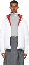 Thom Browne Reversible White Down Zip-Up Jacket