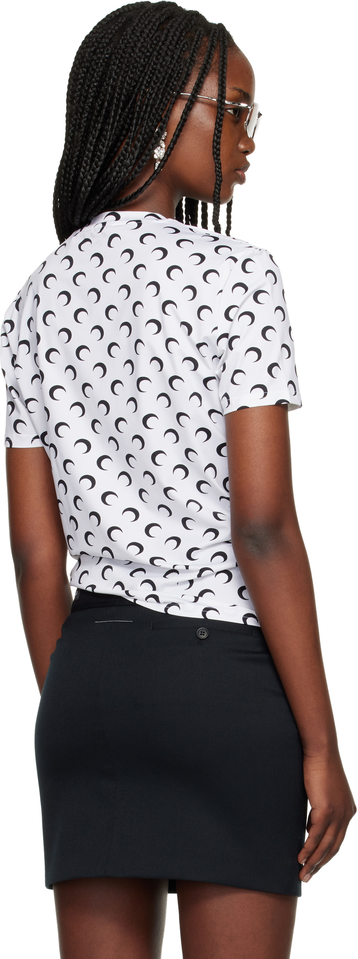 Marine Serre White Moon Printed Jersey Short Sleeves Crewneck T-shirt