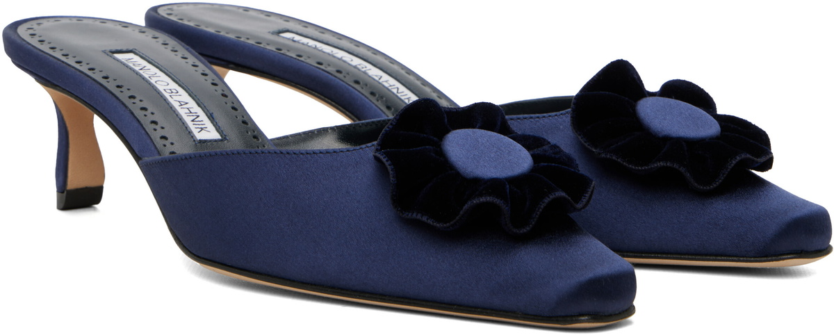 Manolo Blahnik Navy Caulon Heels