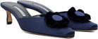 Manolo Blahnik Navy Caulon Heels