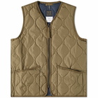 Taion Men's Military Zip V-Neck Down Vest in Dark Olive