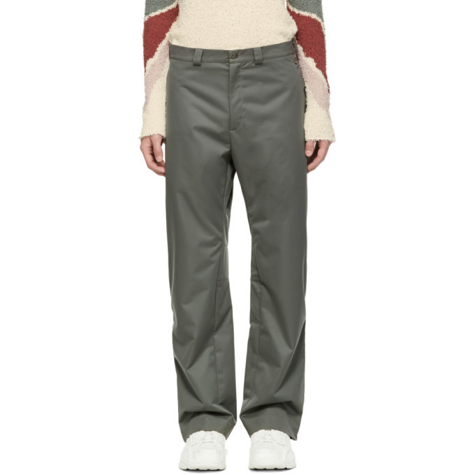 Kiko Kostadinov Grey and Green Contrast Strap Trousers Kiko Kostadinov