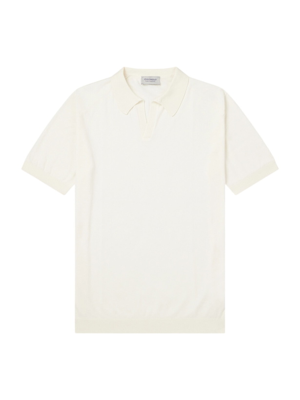 Photo: John Smedley - Noah Sea Island Cotton Polo Shirt - Neutrals