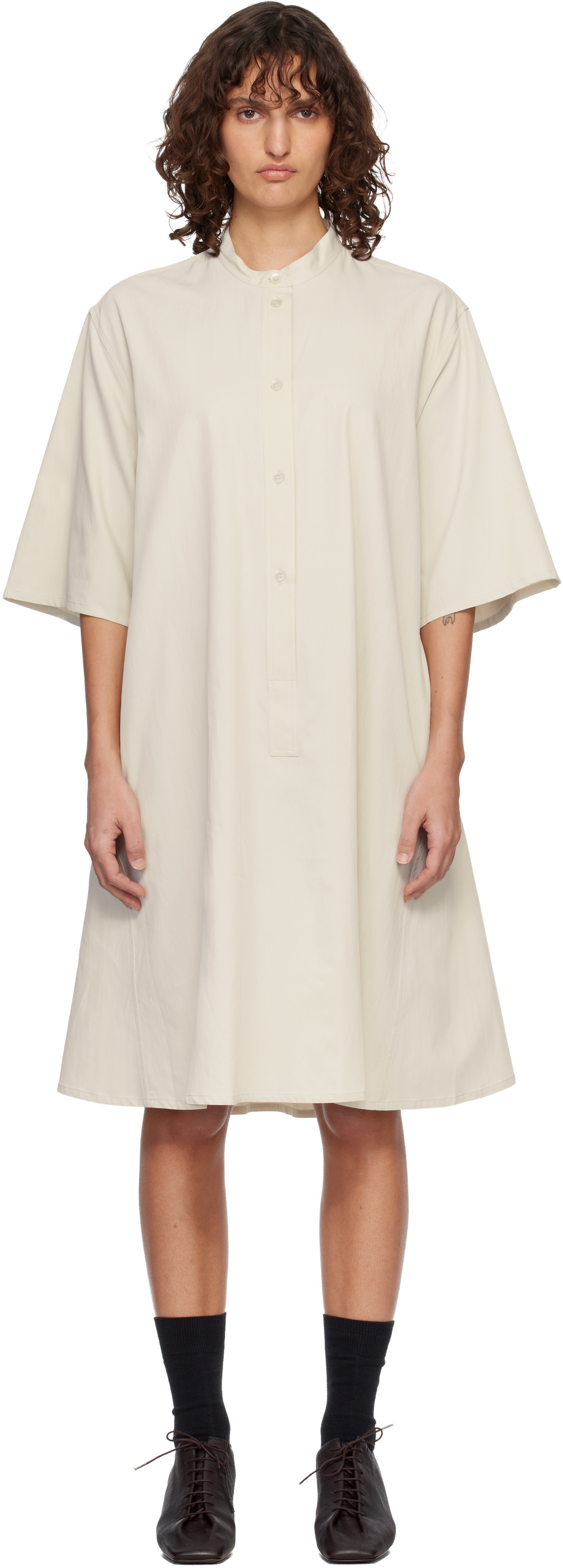 Studio Nicholson Off-White Twill Minidress