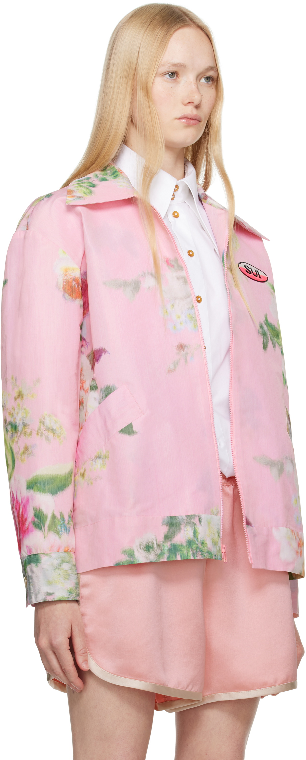Anna Sui Pink Cabbage Rose Taffeta Jacket