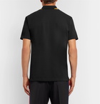 Versace - Contrast-Tipped Embroidered Cotton-Piqué Polo Shirt - Black