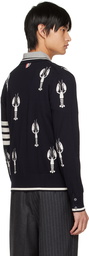 Thom Browne Navy Lobster Cardigan