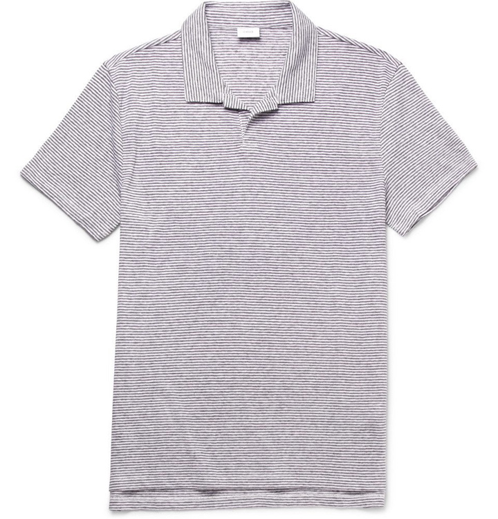 Photo: Onia - Shaun Slim-Fit Striped Slub Linen-Blend Polo Shirt - Men - Gray