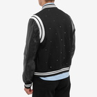 Valentino Men's Leather Sleeve Teddy Jacket in Nero/Bianco