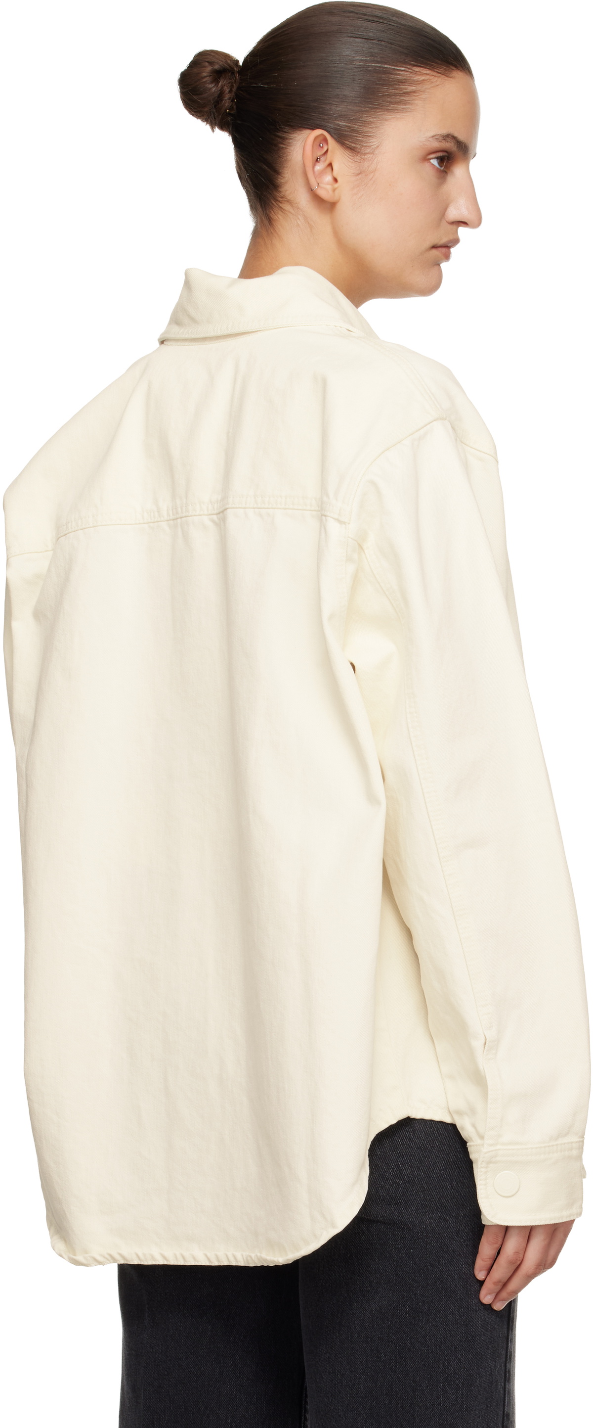 AMI Paris Off-White Cotton Knitted 'Ami de Coeur' Overshirt