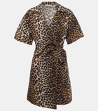 Ganni Leopard-print cotton wrap dress