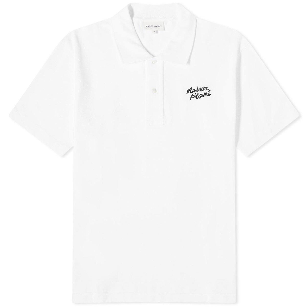 Photo: Maison Kitsuné Men's Handwriting Comfort Polo Shirt in White/Black