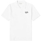 Maison Kitsuné Men's Handwriting Comfort Polo Shirt in White/Black