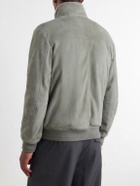 Canali - Padded Shearling-Trimmed Suede Bomber Jacket - Green