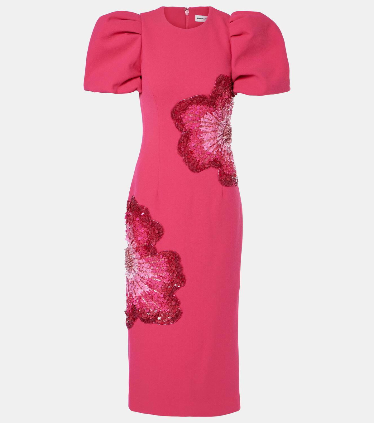 Rebecca Vallance Layana puff-sleeve embellished midi dress
