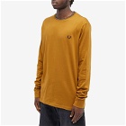 Fred Perry Men's Long Sleeve Twin Tipped T-Shirt in Dark Caramel