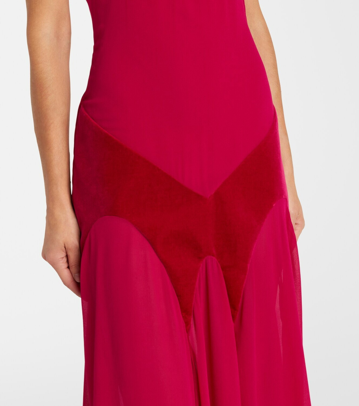 McQueen Velvet-trimmed silk georgette gown