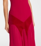 McQueen Velvet-trimmed silk georgette gown