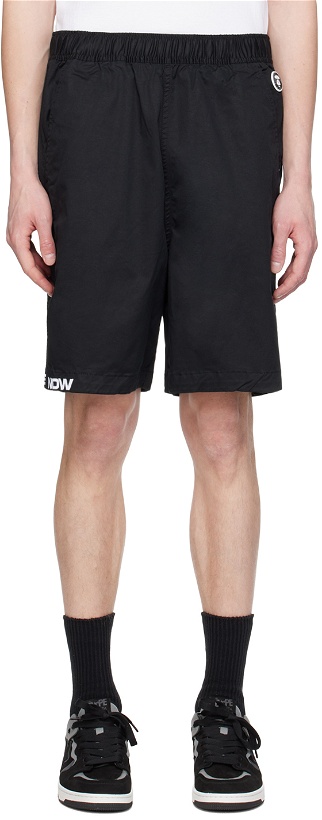 Photo: AAPE by A Bathing Ape Black Embroidered Shorts