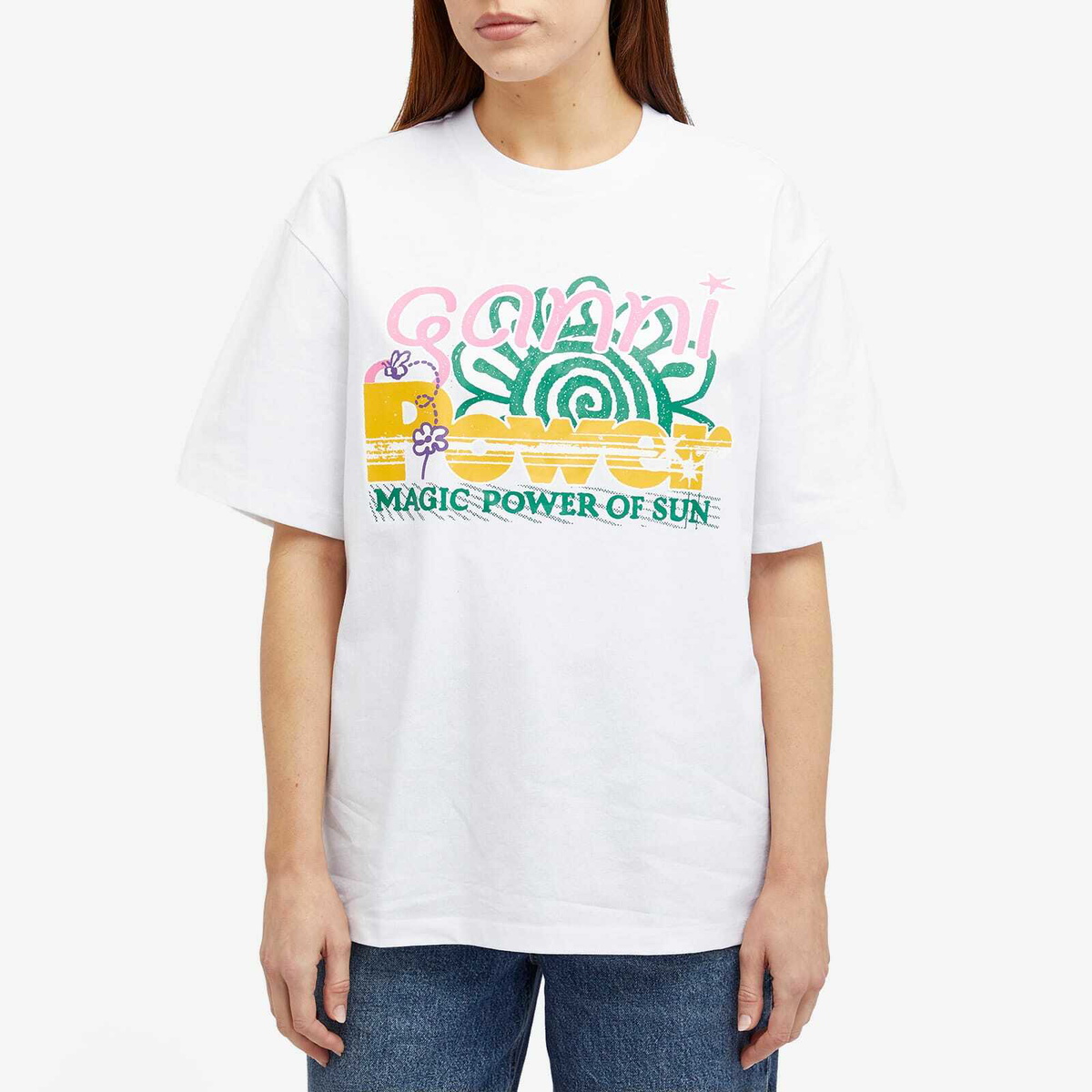 Ganni レディース Tシャツ T3790 SUN T-Shirt Bright GANNI Sun T-Shirt Bright White | END. (US)