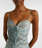 Acne Studios Paneled cotton-blend lace midi dress
