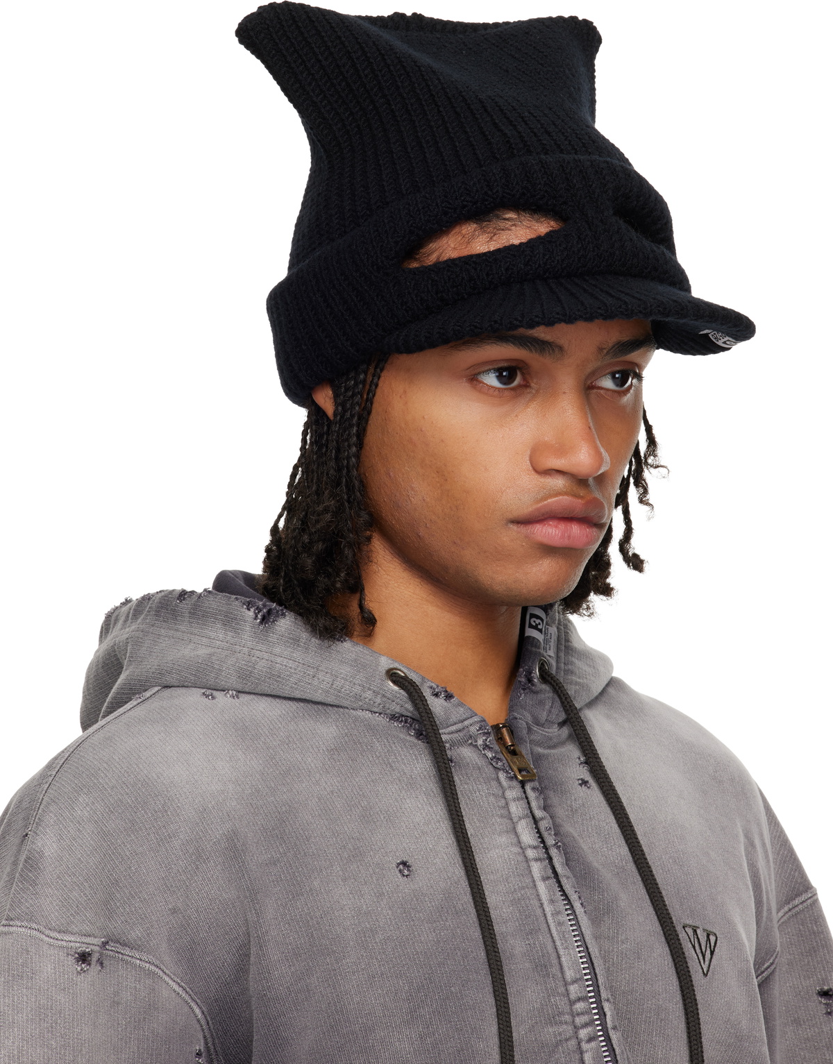 Maison MIHARA YASUHIRO Black Masked Cat Visor Knit Cap Maison