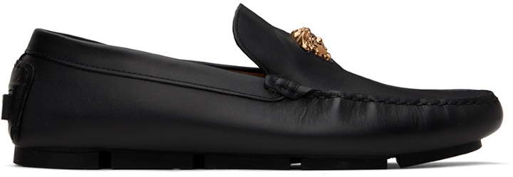 Photo: Versace Black La Medusa Driver Loafers