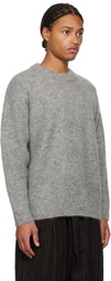 AMOMENTO Gray Alpaca Round Neck Sweater