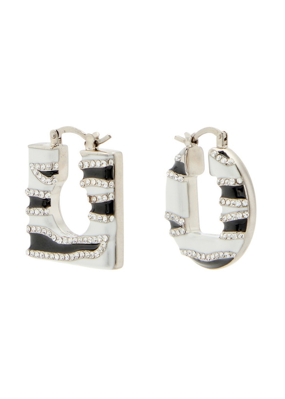 Photo: Jacquemus Les Boucles Rond Carré Enamelled Hoop Earrings - Black - One Size