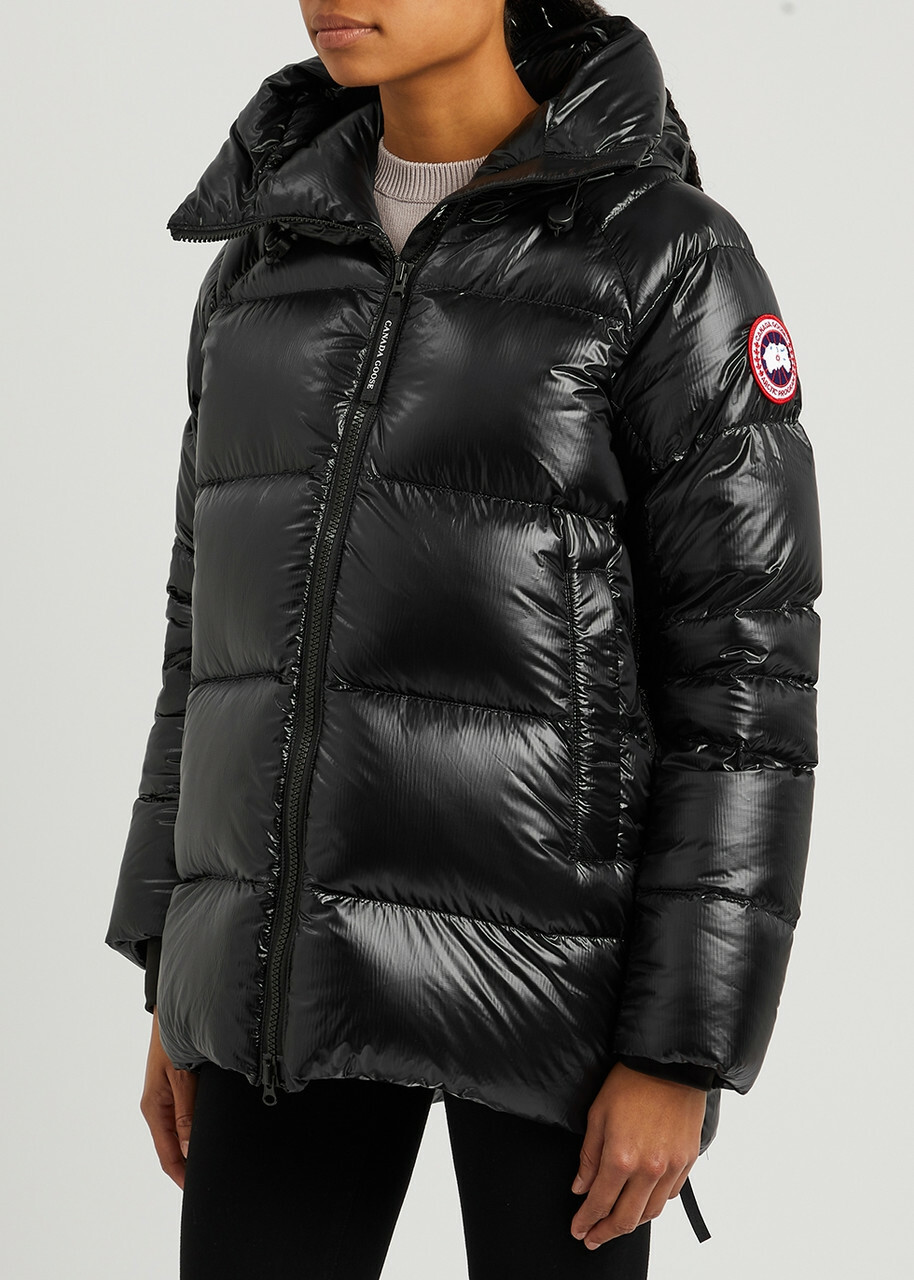 Canada Goose Women's Large Black Cypress Quilted Feather-Light Shell Coat Features a Drawstring Hood