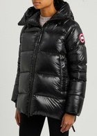Canada Goose Women's Large Black Cypress Quilted Feather-Light Shell Coat Features a Drawstring Hood