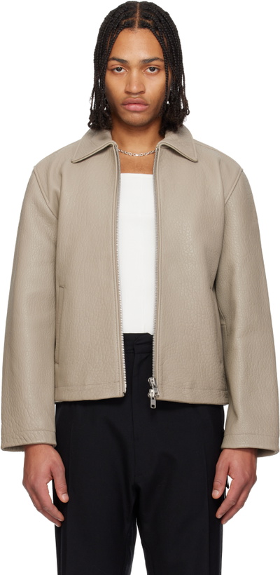 Photo: Sunflower Taupe Short Leather Jacket