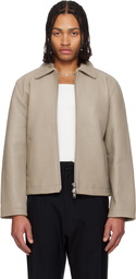 Sunflower Taupe Short Leather Jacket