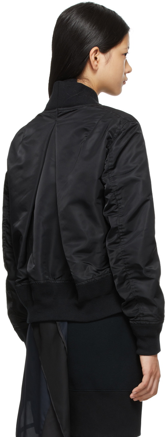 Sacai Black Nylon Twill Blouson Bomber Jacket Sacai