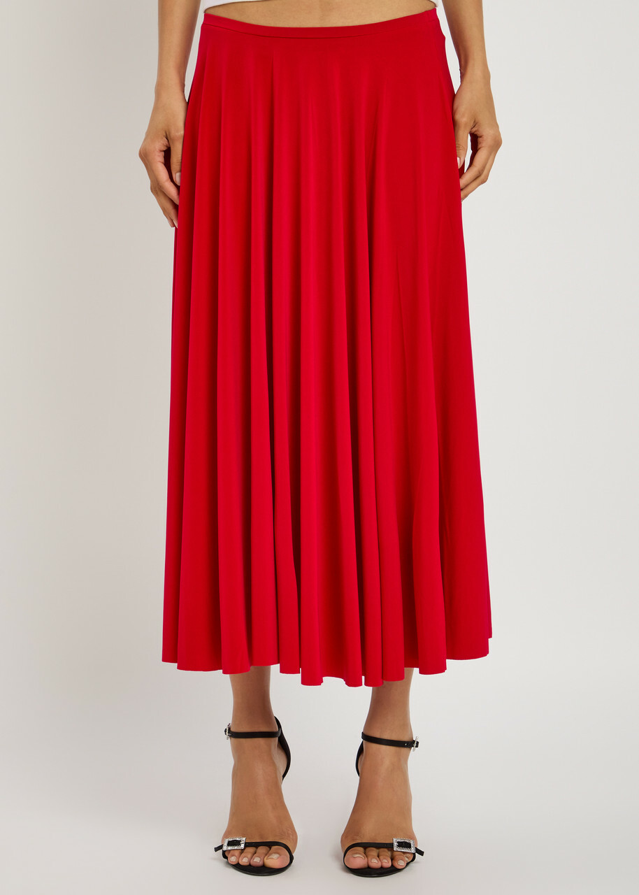 Norma Kamali Stretch-jersey Midi Skirt Red