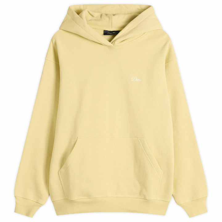 Photo: Dime Men's Cursive Small Logo Hoodie in Cloud Cream