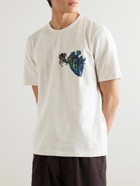 Folk - Tom Hammick Embroidered Printed Cotton-Jersey T-Shirt - White