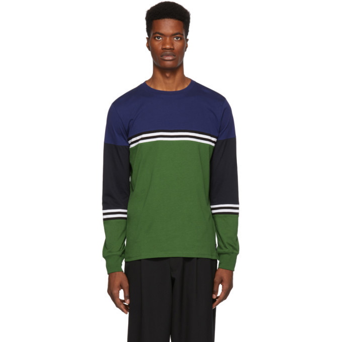 Photo: PS by Paul Smith Green Organic Striped Long Sleeve T-Shirt