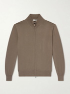 Canali - Slim-Fit Cotton Zip-Up Sweater - Brown