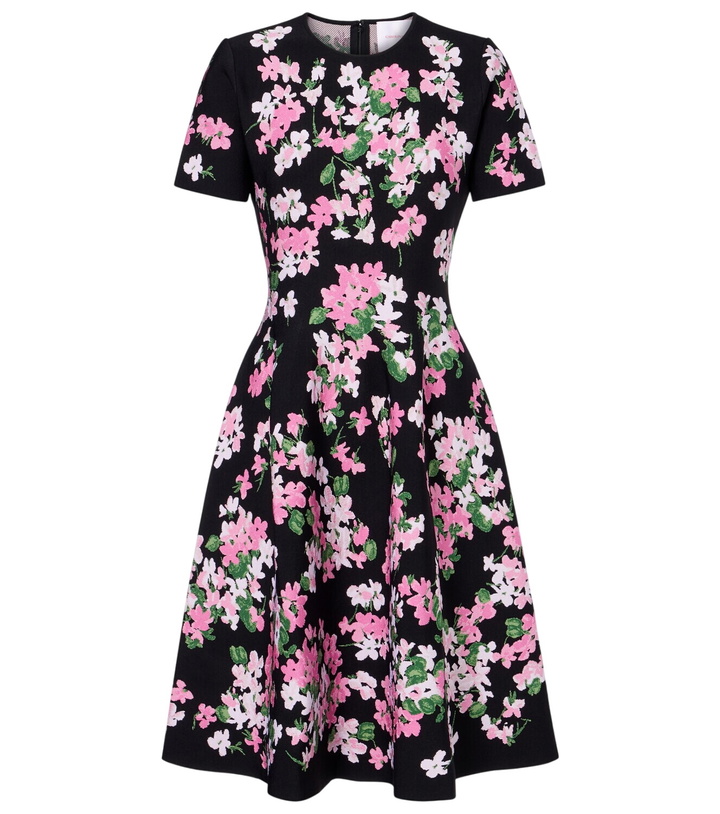 Carolina Herrera Floral-appliqu silk faille cocktail dress Carolina Herrera