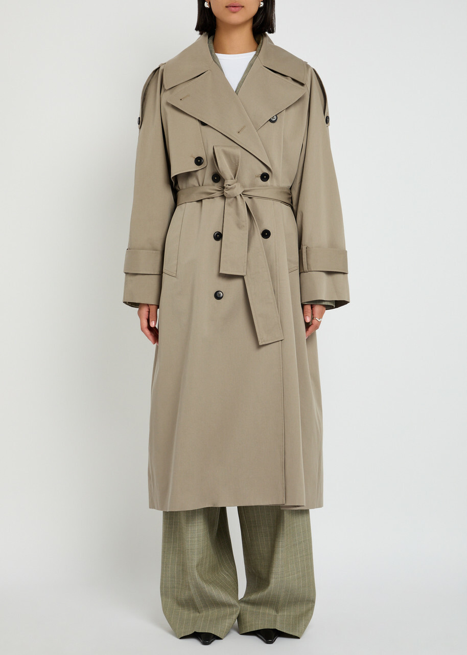 Skall Studio Mahsa Belted Cotton Trench Coat Stone