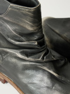 424 - Marathon Distressed Leather Biker Boots - Black
