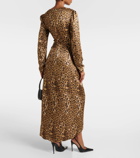 Costarellos Lala leopard-print satin midi dress