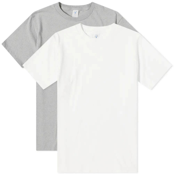 Photo: Velva Sheen Men's 2 Pack Plain T-Shirt in White/Heather Grey