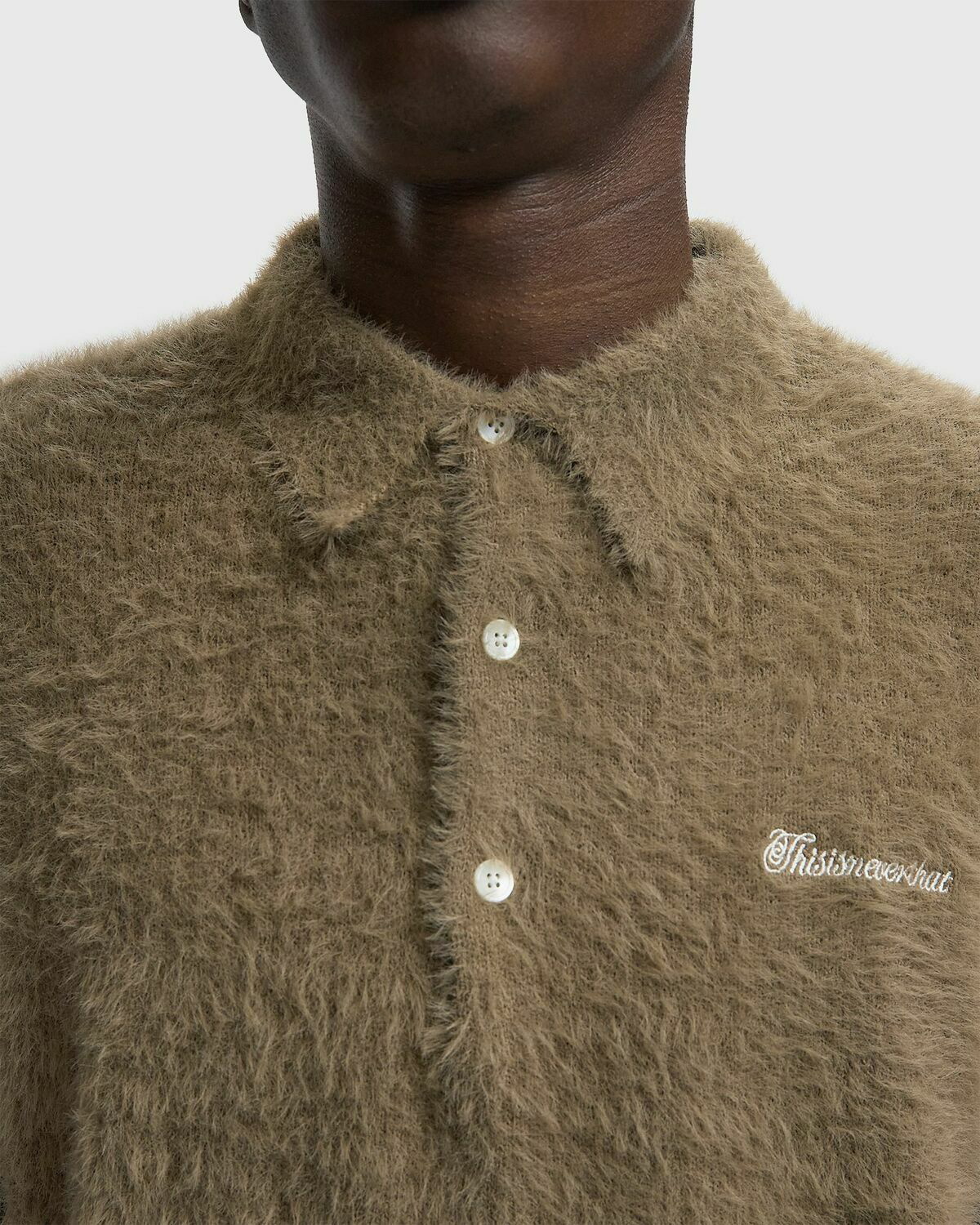Thisisneverthat SCT-Logo Shaggy Knit Polo Brown Men thisisneverthat