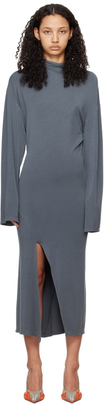 Photo: Jade Cropper Gray Vented Midi Dress