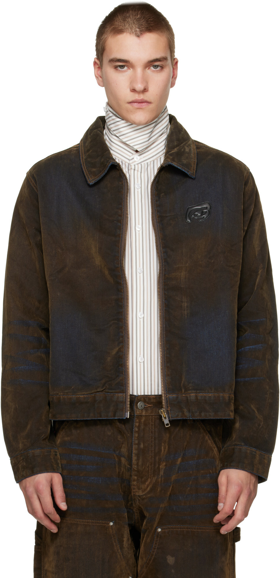 KidSuper Brown Flocked Work Denim Jacket